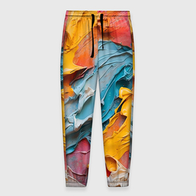 Мужские брюки 3D с принтом Абстрактная живопись акрилом в Петрозаводске, 100% полиэстер | манжеты по низу, эластичный пояс регулируется шнурком, по бокам два кармана без застежек, внутренняя часть кармана из мелкой сетки | 