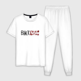 Мужская пижама хлопок с принтом Depeche Mode   Black Celebration font , 100% хлопок | брюки и футболка прямого кроя, без карманов, на брюках мягкая резинка на поясе и по низу штанин
 | 
