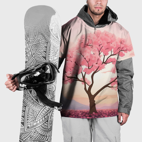 Накидка на куртку 3D с принтом Вишневое дерево в полном цвету в Тюмени, 100% полиэстер |  | 