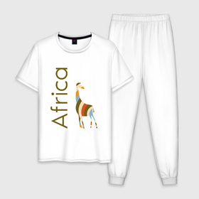 Мужская пижама хлопок с принтом Жираф цвета Африки в Курске, 100% хлопок | брюки и футболка прямого кроя, без карманов, на брюках мягкая резинка на поясе и по низу штанин
 | 