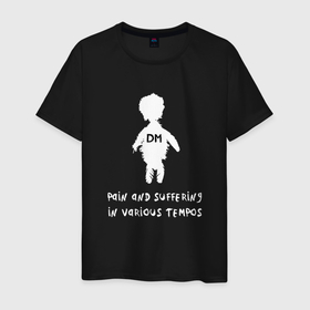 Мужская футболка хлопок с принтом Depeche Mode   Pain and suffering in various tempos в Новосибирске, 100% хлопок | прямой крой, круглый вырез горловины, длина до линии бедер, слегка спущенное плечо. | 