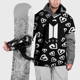 Накидка на куртку 3D с принтом BTS band black kpop в Курске, 100% полиэстер |  | Тематика изображения на принте: 