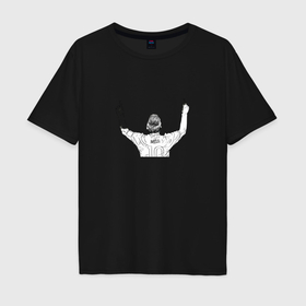 Мужская футболка хлопок Oversize с принтом Лионель Месси   гол в Петрозаводске, 100% хлопок | свободный крой, круглый ворот, “спинка” длиннее передней части | 