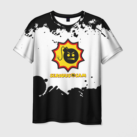Мужская футболка 3D с принтом Serious Sam game краски чернобелые в Белгороде, 100% полиэфир | прямой крой, круглый вырез горловины, длина до линии бедер | Тематика изображения на принте: 