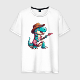 Мужская футболка хлопок с принтом Самый милый музыкант дракоша , 100% хлопок | прямой крой, круглый вырез горловины, длина до линии бедер, слегка спущенное плечо. | 