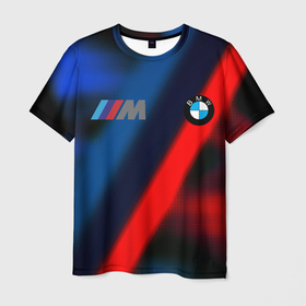 Мужская футболка 3D с принтом BMW sport абстракция в Курске, 100% полиэфир | прямой крой, круглый вырез горловины, длина до линии бедер | Тематика изображения на принте: 