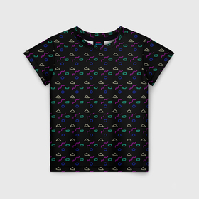 Детская футболка 3D с принтом Искажённые геометрические фигуры чёрный в Курске, 100% гипоаллергенный полиэфир | прямой крой, круглый вырез горловины, длина до линии бедер, чуть спущенное плечо, ткань немного тянется | 