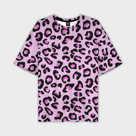 Мужская футболка oversize 3D с принтом Розовые пятна леопарда в Петрозаводске,  |  | Тематика изображения на принте: 