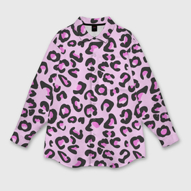 Мужская рубашка oversize 3D с принтом Розовые пятна леопарда в Белгороде,  |  | 