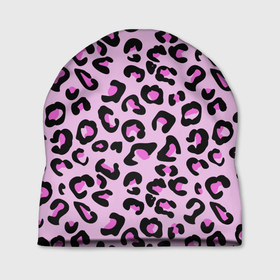 Шапка 3D с принтом Розовые пятна леопарда в Курске, 100% полиэстер | универсальный размер, печать по всей поверхности изделия | Тематика изображения на принте: 