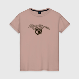 Женская футболка хлопок с принтом Лиса из веток в Курске, 100% хлопок | прямой крой, круглый вырез горловины, длина до линии бедер, слегка спущенное плечо | 