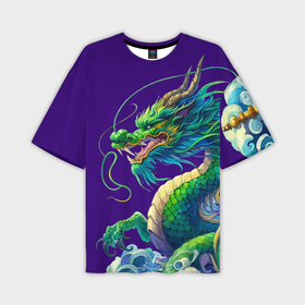 Мужская футболка oversize 3D с принтом Японская гравюра дракона   ирезуми ,  |  | 