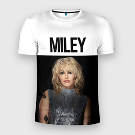 Мужская футболка 3D Slim с принтом Miley Cyrus в Тюмени, 100% полиэстер с улучшенными характеристиками | приталенный силуэт, круглая горловина, широкие плечи, сужается к линии бедра | Тематика изображения на принте: 