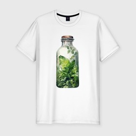 Мужская футболка хлопок Slim с принтом Флорариум разные растения в Тюмени, 92% хлопок, 8% лайкра | приталенный силуэт, круглый вырез ворота, длина до линии бедра, короткий рукав | 