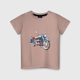 Детская футболка хлопок с принтом Ретро мотоцикл олдскул в Белгороде, 100% хлопок | круглый вырез горловины, полуприлегающий силуэт, длина до линии бедер | 