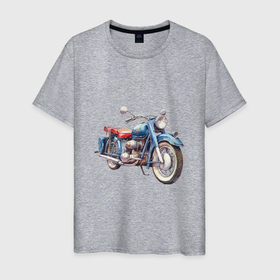 Мужская футболка хлопок с принтом Ретро мотоцикл олдскул в Санкт-Петербурге, 100% хлопок | прямой крой, круглый вырез горловины, длина до линии бедер, слегка спущенное плечо. | 
