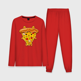 Мужская пижама с лонгсливом хлопок с принтом Кот пицца ,  |  | 