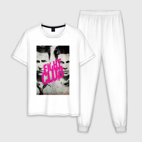 Мужская пижама хлопок с принтом Fight club   pink title в Петрозаводске, 100% хлопок | брюки и футболка прямого кроя, без карманов, на брюках мягкая резинка на поясе и по низу штанин
 | Тематика изображения на принте: 