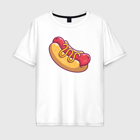 Мужская футболка хлопок Oversize с принтом Hot dog в Курске, 100% хлопок | свободный крой, круглый ворот, “спинка” длиннее передней части | 