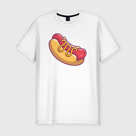 Мужская футболка хлопок Slim с принтом Hot dog в Новосибирске, 92% хлопок, 8% лайкра | приталенный силуэт, круглый вырез ворота, длина до линии бедра, короткий рукав | Тематика изображения на принте: 