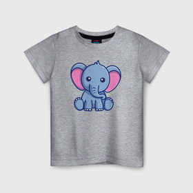 Детская футболка хлопок с принтом Милый слоник в Петрозаводске, 100% хлопок | круглый вырез горловины, полуприлегающий силуэт, длина до линии бедер | 
