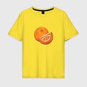 Мужская футболка хлопок Oversize с принтом Имбирный пряник Мандарин в Тюмени, 100% хлопок | свободный крой, круглый ворот, “спинка” длиннее передней части | 