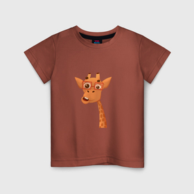 Детская футболка хлопок с принтом Мультяшный жираф в Курске, 100% хлопок | круглый вырез горловины, полуприлегающий силуэт, длина до линии бедер | 
