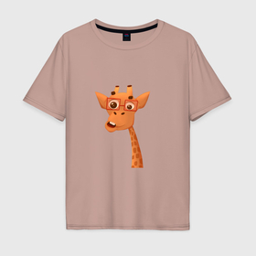 Мужская футболка хлопок Oversize с принтом Мультяшный жираф в Курске, 100% хлопок | свободный крой, круглый ворот, “спинка” длиннее передней части | 