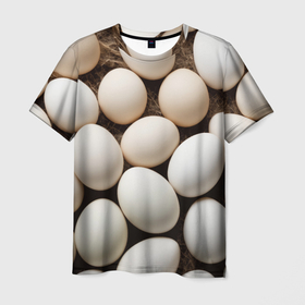 Мужская футболка 3D с принтом Большие куриные яйца , 100% полиэфир | прямой крой, круглый вырез горловины, длина до линии бедер | 