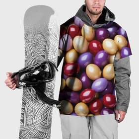 Накидка на куртку 3D с принтом Красные и фиолетовые пасхальные яйца , 100% полиэстер |  | 