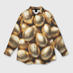 Мужская рубашка oversize 3D с принтом Золотые Пасхальные яйца в Курске,  |  | 
