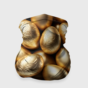 Бандана-труба 3D с принтом Золотые Пасхальные яйца в Курске, 100% полиэстер, ткань с особыми свойствами — Activecool | плотность 150‒180 г/м2; хорошо тянется, но сохраняет форму | 