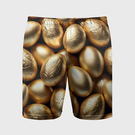 Мужские шорты спортивные с принтом Золотые Пасхальные яйца в Санкт-Петербурге,  |  | 