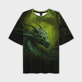 Мужская футболка oversize 3D с принтом Зеленый лесной дракон символ 2024 года в Санкт-Петербурге,  |  | 