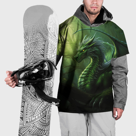 Накидка на куртку 3D с принтом Зеленый лесной дракон символ  2024  года в Санкт-Петербурге, 100% полиэстер |  | Тематика изображения на принте: 