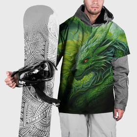 Накидка на куртку 3D с принтом Зеленый лесной дракон  символ  2024  года в Санкт-Петербурге, 100% полиэстер |  | 