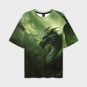 Мужская футболка oversize 3D с принтом Зеленый лесной  дракон  символ  2024  года в Санкт-Петербурге,  |  | 