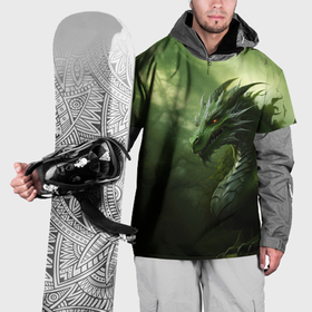 Накидка на куртку 3D с принтом Зеленый лесной  дракон  символ  2024  года в Санкт-Петербурге, 100% полиэстер |  | 