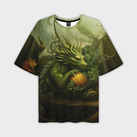 Мужская футболка oversize 3D с принтом Зеленый  лесной  дракон  символ  2024  года в Санкт-Петербурге,  |  | 