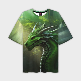 Мужская футболка oversize 3D с принтом Зеленый  лесной  дракон  символ   2024  года в Санкт-Петербурге,  |  | 