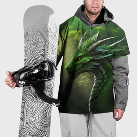 Накидка на куртку 3D с принтом Зеленый  лесной  дракон  символ   2024  года в Санкт-Петербурге, 100% полиэстер |  | 