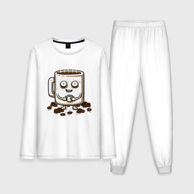 Мужская пижама с лонгсливом хлопок с принтом Вкусный кофе в Белгороде,  |  | 