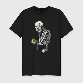 Мужская футболка хлопок Slim с принтом Skeletor music в Тюмени, 92% хлопок, 8% лайкра | приталенный силуэт, круглый вырез ворота, длина до линии бедра, короткий рукав | 