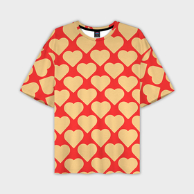 Мужская футболка oversize 3D с принтом Охристые сердца ,  |  | Тематика изображения на принте: 