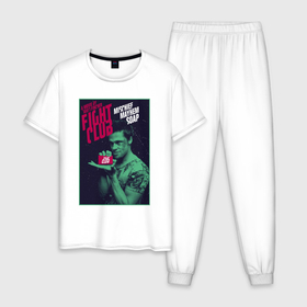 Мужская пижама хлопок с принтом Мыло Тайлера Дёрдена в Белгороде, 100% хлопок | брюки и футболка прямого кроя, без карманов, на брюках мягкая резинка на поясе и по низу штанин
 | 