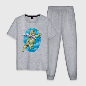 Мужская пижама хлопок с принтом Шрек амур в Петрозаводске, 100% хлопок | брюки и футболка прямого кроя, без карманов, на брюках мягкая резинка на поясе и по низу штанин
 | Тематика изображения на принте: 