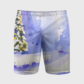 Мужские шорты спортивные с принтом Праздничный лес ,  |  | 