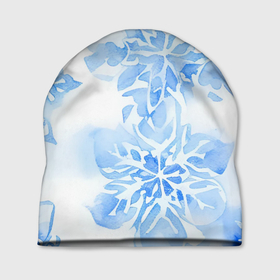 Шапка 3D с принтом Снежинки на окне , 100% полиэстер | универсальный размер, печать по всей поверхности изделия | 