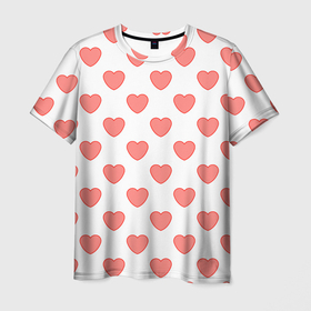 Мужская футболка 3D с принтом Розовые сердца фон в Санкт-Петербурге, 100% полиэфир | прямой крой, круглый вырез горловины, длина до линии бедер | 