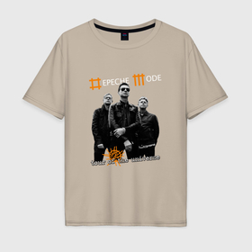 Мужская футболка хлопок Oversize с принтом Depeche Mode   Sounds of the universe в Тюмени, 100% хлопок | свободный крой, круглый ворот, “спинка” длиннее передней части | 